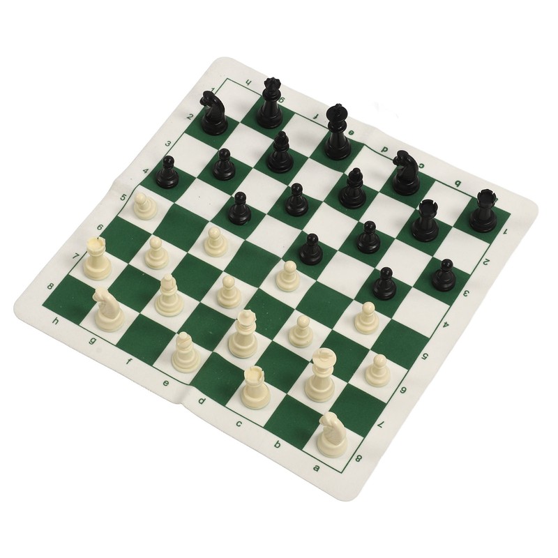 Chess Checkers Set PP Chess Pieces PU Imitation Leather Chess