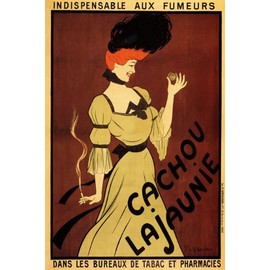 WONDERFULITEMS Cachou LAJAUNIE INDISPENSABLE AUX FUMEURS Woman Smoking Fresh Breath France Cappiello Large Vintage Poster Canvas REPRO