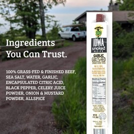 Garlic, Sogo Snacks, Sugar Free Beef Jerky, Non-GMO Grass-fed Beef Sticks. No Nitrates, Gluten, Soy, MSG, Dairy, or Nuts. Paleo, Whole30, & Keto Snack (Garlic-ISR, 1-oz, 48 Cnt)