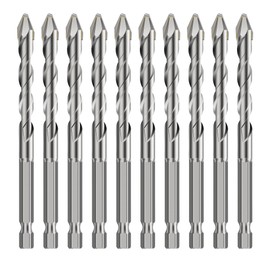 HUHAO High Strength Eccentric Twist Drill Bit Set 10PCS,High Hardness Skewed Head Eccentric Drill Bits,Carbide Masonry Concrete Bit Set for Stone, Marble, Glass, Tile, Wood,8mm