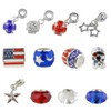 Set of 12 Patriotic Charms and Beads Red, White, &