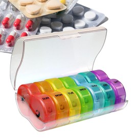 Pill Organizer - Portable Travel Pill Box,Clear Colorful Portable Daily Supplement Container for Medication Seniors Travel Reminder Storage Pocket Purse
