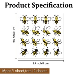 PLIGREAT 2 Sheets Cute Bee Golf Ball Markers 32 Pcs Flat Style Marking Stickers for Identify Golf Balls Customise Markers Golfer Gift Golfing Accessories