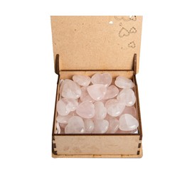 Wonder Care - Healing Crystal Pocket Heart Natural Rose Quartz Love Puff Heart Carved Shape Palm Tree Worry Stone Reiki Chakra Balancing Gift for Christmas New Year Valentine's Day