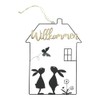 FRANK FLECHTWAREN Rabbit in the House Welcome Metal Matt Black