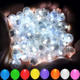 Aogist 100 luces LED blancas para globos, pequeña lámpara de bola redonda para linterna de papel, eventos interiores y exteriores, divertidos suministros de decoración de Halloween, Navidad, fiesta de