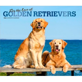 For the Love of Golden Retrievers | 2026 14 x 24 Inch (Hanging) Monthly Deluxe Wall Calendar | Foil Stamped Cover | Plastic-Free | BrownTrout | Animal Dog Breeds