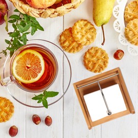 Eitida Square Napkin Holder Dispenser, Solid Wood,with Sophisticatedly Weighted Stainless Steel Center Bar,for Kitchen Tables,Indoor and Outdoor, Picnic, Restaurants, Cafe, Vintage Home Decor_Vintage