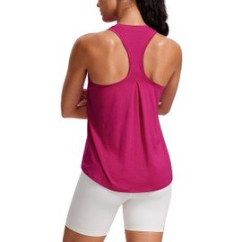 CRZ YOGA Womens Racerback Yoga Tank Tops High Crewneck Soft Casual Workout Sleeveless Flowy Shirts Granita Pink Small