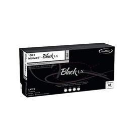 Latex Gloves Black Powder-Free Size M - Box of 100 Disposable Gloves Tattoo Gloves Latex Gloves Black Tattoo Gloves Gloves Gastro Cooking Gloves Med-izin Work