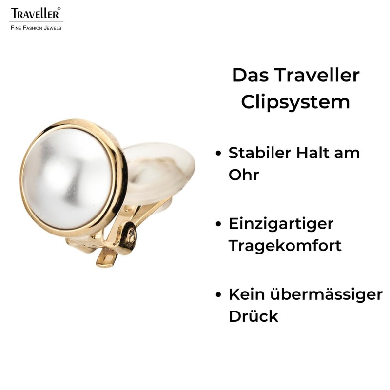 Traveller 113364 Women's Clip Earrings 10 mm Pearl 22 Carat