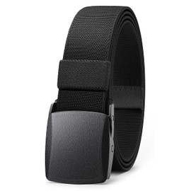 CHAOREN Men's Elastic Belt, Stretch Belt with Plastic Buckle, Airport Approved Straps Metal Free, black