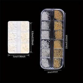 Viojrlly Pack of 2 Nail Beads Nail Beads Stainless Steel Beads Gold and Silver Beads Nails 3D Mini Micro Nail Art Nail Caviar Nail Art Decoration Nail Accessories Mini Rhinestones Deco Nail Nail