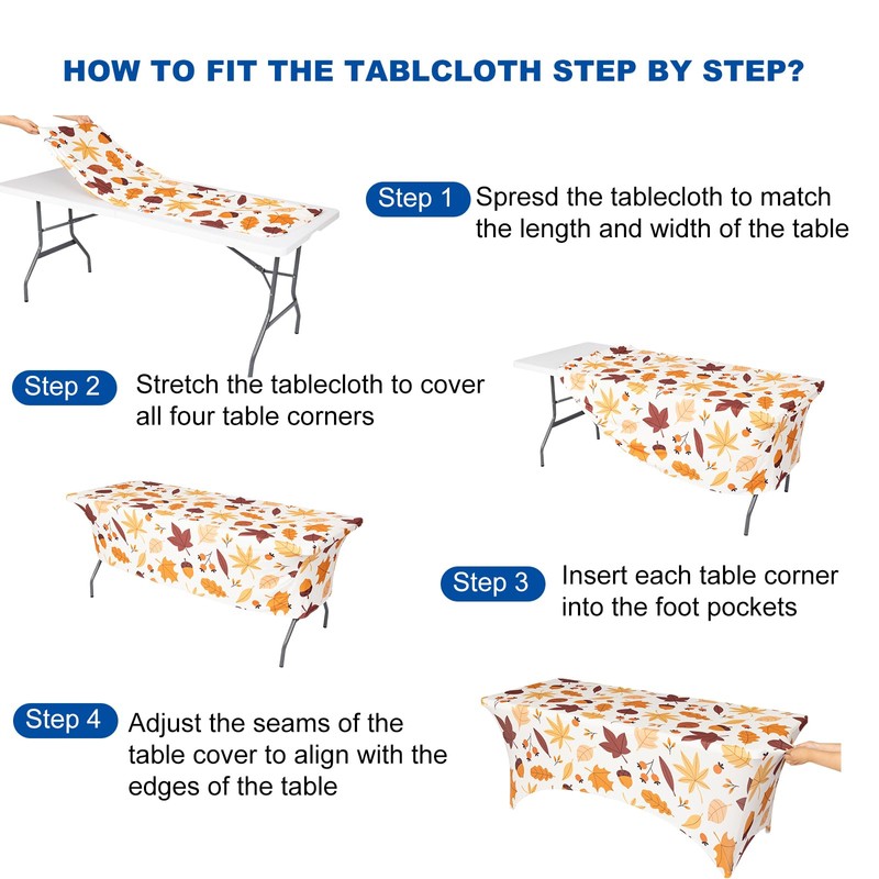 FUANGUI 5FT Fitted Tablecloths for Rectangle Tables,Stretch Spandex Table Cover