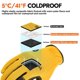 Vgo... Winter Work Gloves Waterproof Touchscreen, Warm Safety Working Gloves in Cold Weather Light Duty Mechanic Gloves