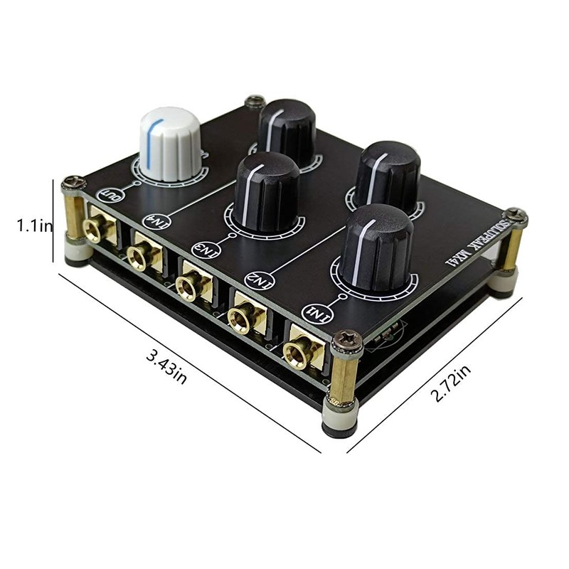 SOLUPEAK mini 4-way audio mixer Stereo 4-in-1-out AUX, Passive 3.5mm