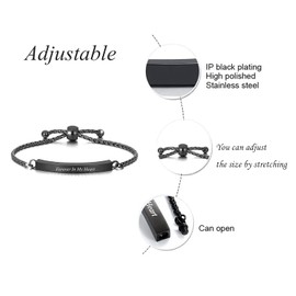 zeqingjw Stainless Steel Heart Bangle Bracelet - Adjustable, Black-Forever, Cremation Memorial Urn Keepsake