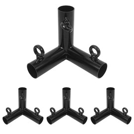 FUXIN 3-Way Corner Canopy Fitting, 1-3/8 inch Metal Elbow Connector for Golf Enclosure Grow Tent Greenhouse, Set of 4, Black