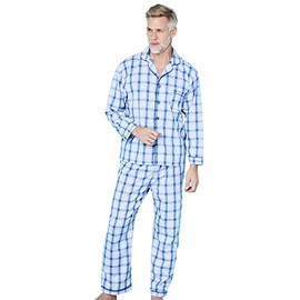 Chums Men's Classic Marlow Check Pyjamas Set with Contrast Piping Nightwear & Loungewear Sets Smart & Practical Design Machine Washable for Easy Maintenance Blue 52-54