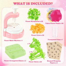 WIOR Make Your Own Fabric Flower Bouquets Toys, Artificial Flower Garden Building Set DIY Flowers Craft Kits Build a Bouquet Floral Arrangement Playset Educational Toy Gifts for Girls Kids Aged 3+