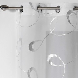 Douceur d'Intérieur Eyelet Panel 140 x 240 cm Printed Silver Infinity White, Polyester, 140L X 240H cm (1 Panneaux)