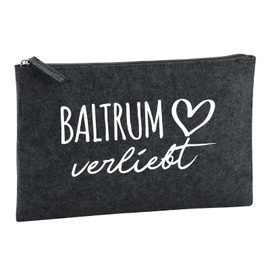 Huuraa Kulturbeutel Baltrum verliebt Geschenk 1 Liter Filz Charcoal Kosmetiktasche Baltrum Geschenkidee