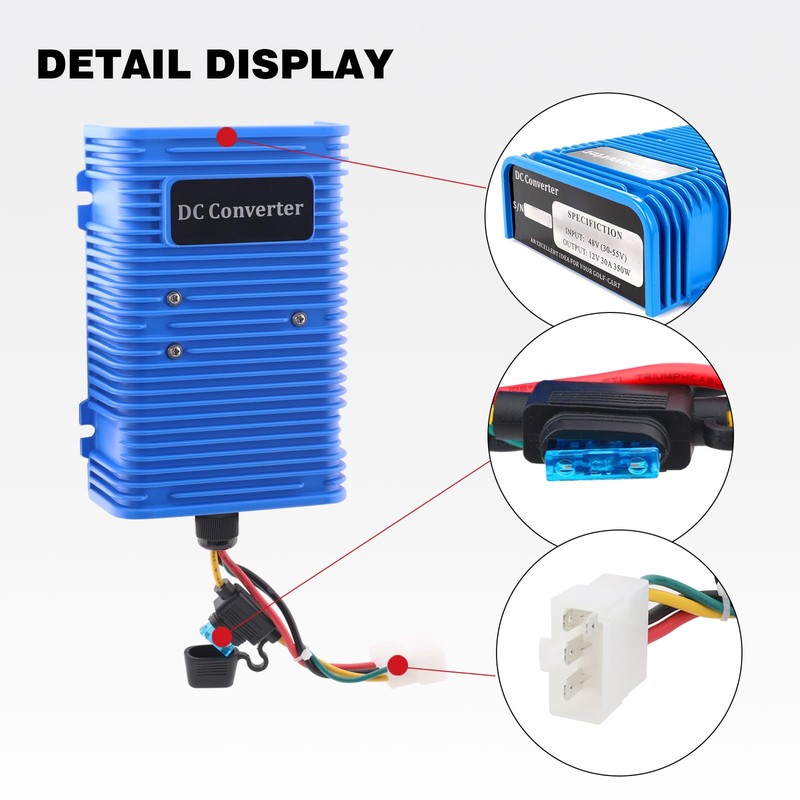 Roykaw Golf Cart Voltage Reducer Regulator,36 or 48V to 12V