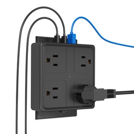 Surge Protector Outlet Extender with USB Ports - Kiudth Outlet Splitter for Charging Phone, Easy-to-Install Wall Multi-Device Charging Power Strips Designed for Travel Home Office Dorm