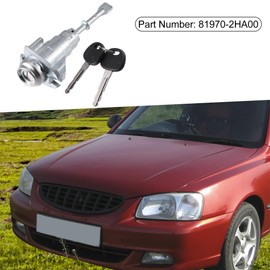 A ABSOPRO Front Driver Side Power Door Lock Cylinder with 2 Keys 81970-2HA00 Left Side Door Lock Set Tumbler LH for Hyundai Elantra 2006-2010 Metal Silver Tone