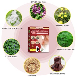 BXQJRJ 24Pcs/Box Herbal Lymph Nodes Patch,Lymphatic Drainage Patch/Patches,Herbal Lymphatic Drainage Care Patch,Neck Lymph Nodes Patch, Lymphatic Massage for Men and Women