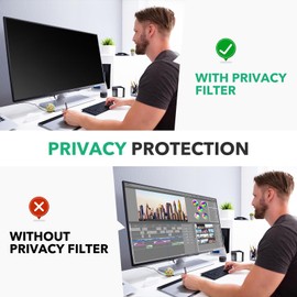 QOYZINE 2 Pack 27 inch Computer Privacy Screen Filter for 16:9 Aspect Ratio Widescreen Monitor,27in Curved Computer Monitor Privacy Shield Anti Glare Blue Light Eye Protection, Anti-Scratch Removable Protector Film