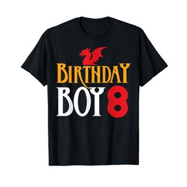 Birthday Boy Dragon 8 Years Old 8th Birthday Party T-Shirt