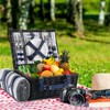 HYBDAMAI Wicker Picnic Basket for 4 with Waterproof Picnic Blanket