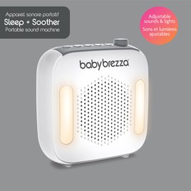 Baby Brezza Adjustable Baby Sound Machine and Night Light with 18 Sounds – Small, Portable Design for Easy Travel or Crib Use – Includes Lullaby, Nature, White Noise, Waves + More – USB Powered