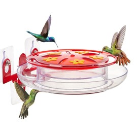 Nashibowu Window Hummingbird Feeder, Plastic Outdoor Window Bird Feeder with 5 Feeding Ports & Strong Self-Adhesive Hooks for Close-Up Viewing, Easy to Rinse & Refill, Birdwatching Gift & Window Decor