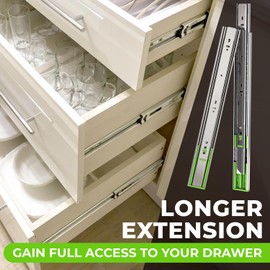 5 Pairs | 22" Heavy Duty Soft Close Cabinet Drawer Slides | 150 lbs Load Capacity | Mount Drawer Runner | Garage Kitchen Living Room Tool Box | Self Closing Glide Rails Parts