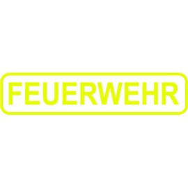 + Neon Gelber Feuerwehr - Aufkleber - Sticker mit Rahmen / 20 cm x 4,5 cm