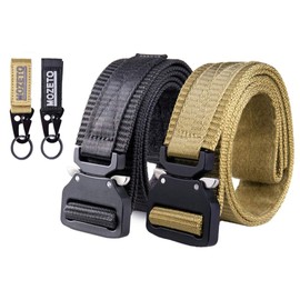 Mozeto Tactical Belt, Unisex Military Belt with Quick Release Metal Buckle. Nylon Belt for Outdoor, Work, Military, Leisure, Hunting - Black+Army Yellow New