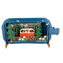 Message in A Bottle Campervan Pop Up Any Occasion Greeting Card by Alljoy Cards MIB181