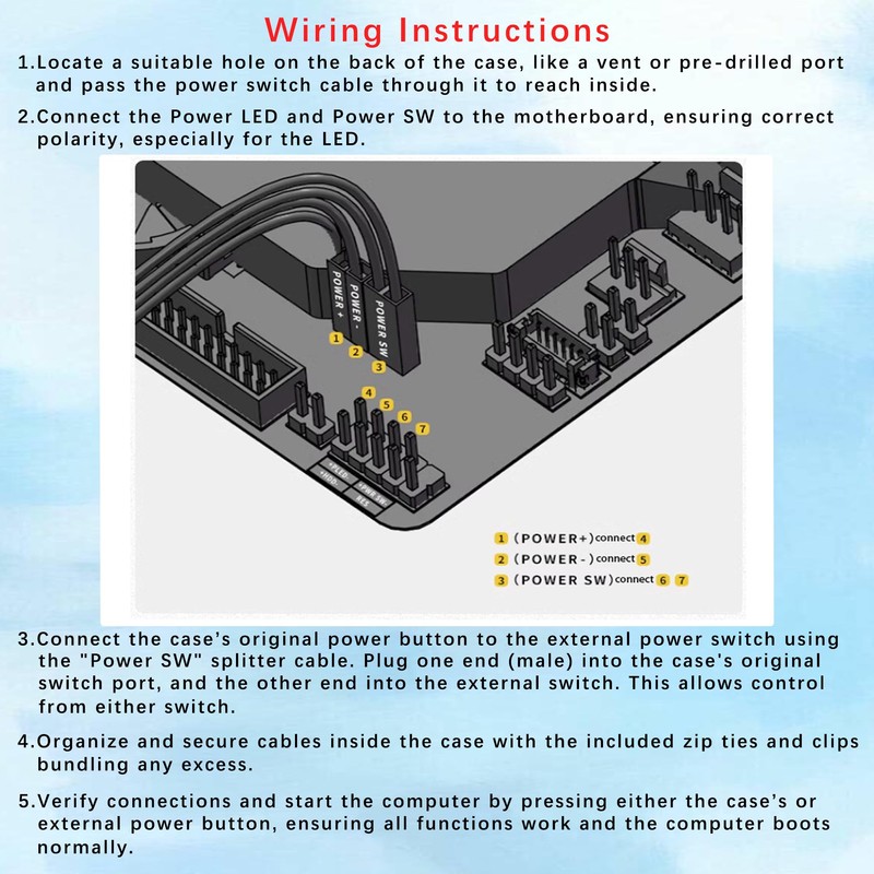 NLOFIN PC Power Button,Mini 2-Key Remote PC Power Switch，PC Computer