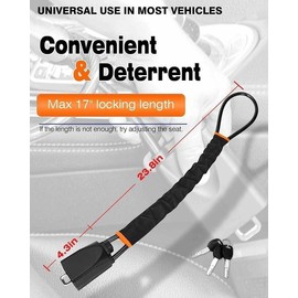 Car Steering Wheel Lock Car Safety Lock Seat Belt Buckle Lock Retractable Steel Cable Lock Steel Wire Rope Lock Fit Most Vehicles Truck SUV Van
