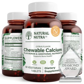 Natural Nutra Chewable Calcium Supplement for Bone Strength, Promotes Muscle Health, Helps Enhance Teeth Health, Support Nerve Health, and Cardiovascular Health, Improve Bone Strength, 60 Tablets