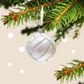 3.15” Christmas Volleyball Ornament Glass Blown Christmas Ball Ornaments for 2022 Christmas Tree Decoration - Christmas Ball Ornaments Balls for Kids Boy Xmas Holiday Party Tree Decoration