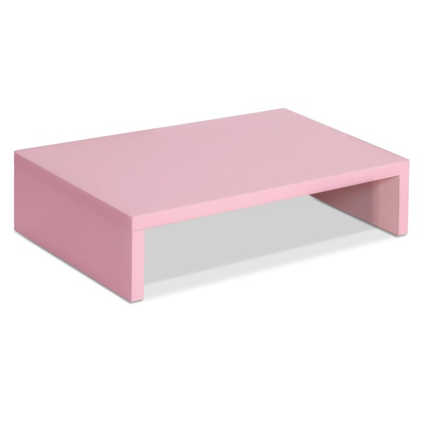 TEAMIX Pink Monitor Stand Riser, Wood Monitor Riser with Storage