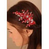 Xerling Tocado de novia de cristal rojo con diamantes de