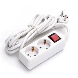 1.5M 3G 1.5mm² 2 Way Power Strip with Switch White Ideal for Connecting Various Electrical Appliances in the Household.
