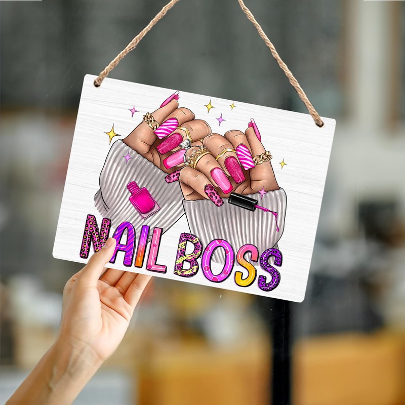 Kneaotoaji Nail Salon Wooden Hanging Signs, Nail Tech Gifts for