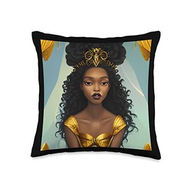 The Noir Queen of Brooklyn Black Bride Wedding Veil Crown Queen Bridal Engagement Throw Pillow, 16x16, Multicolor