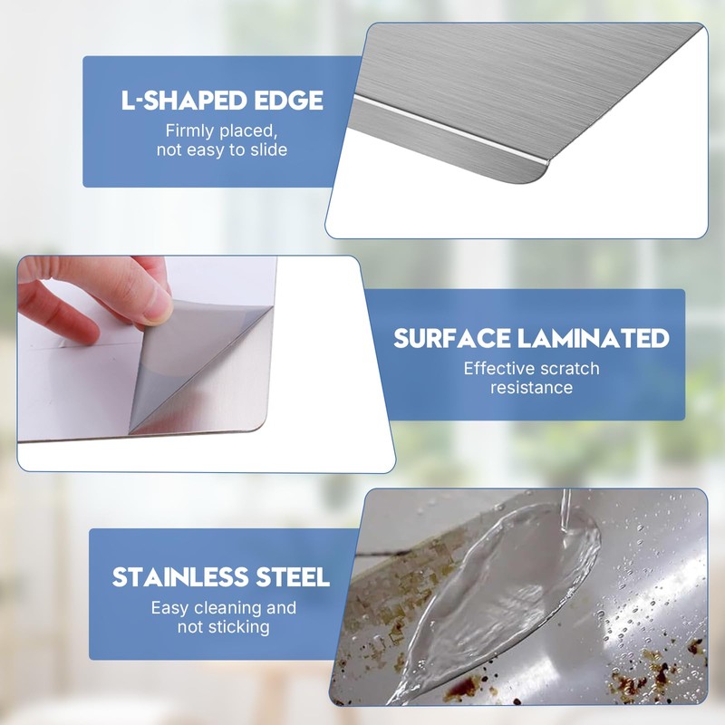 Stainless Steel Cutting Board with Lip, Extra Large Non Toxic