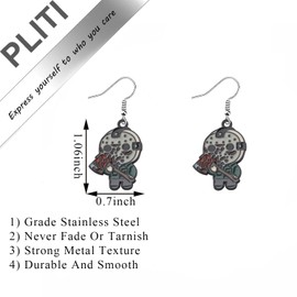 PLITI Jason Earrings Friday Horror Movie Gift Jason Mask Inspired Gift For Horror Movie Lover (Jason black earringsCA)